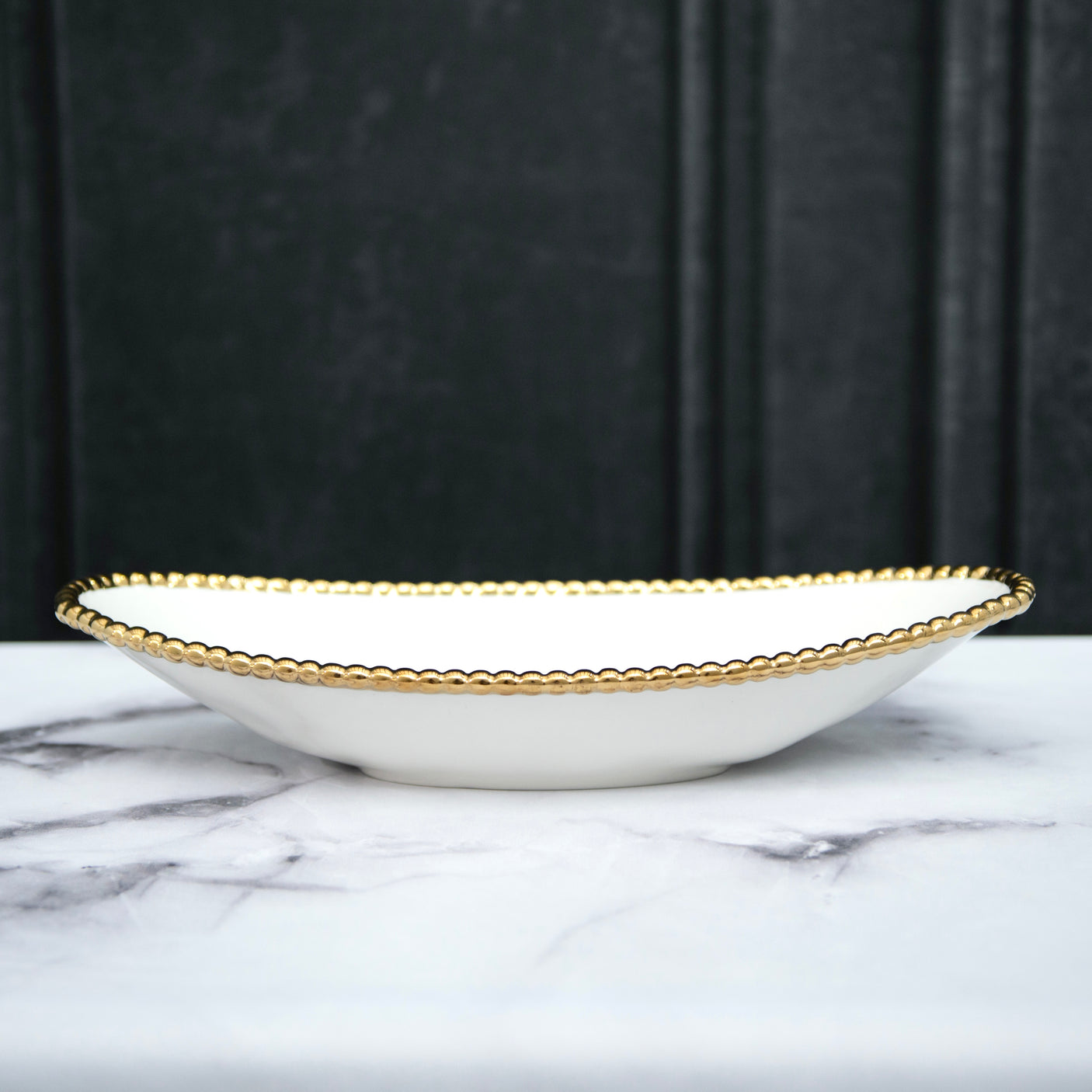 White & Gold Porcelain Oval Bowls