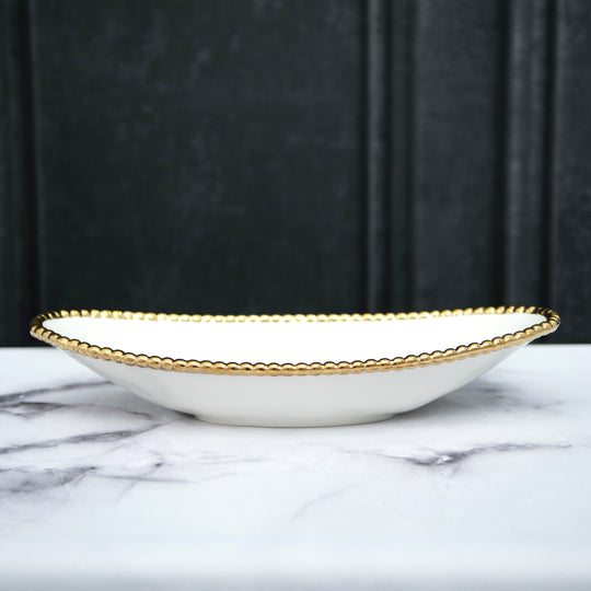 White & Gold Porcelain Oval Bowls