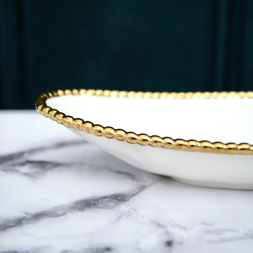 White & Gold Porcelain Oval Bowls