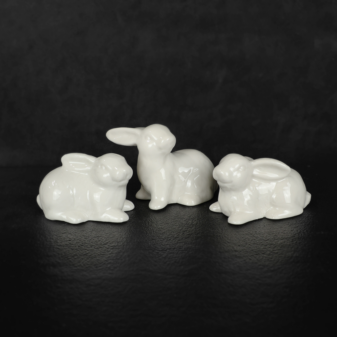 White Ceramic Bunnies Set