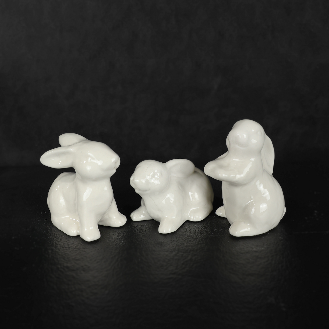 White Ceramic Bunnies Set