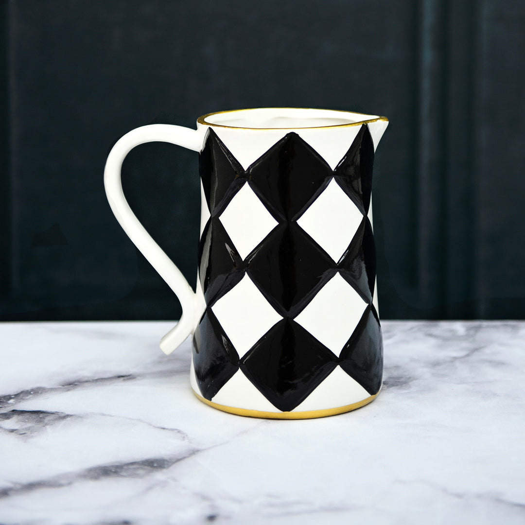 Black & White Painted Pitcher