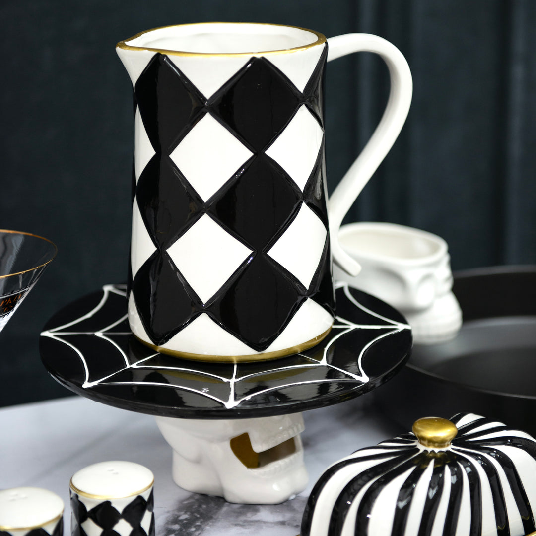 Black & White Painted Pitcher