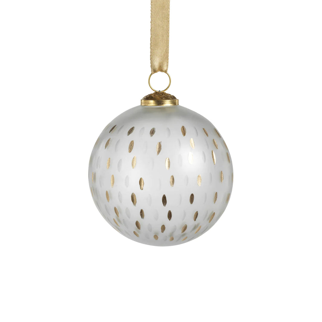 Glass Ornament Frosted & Etched in Gold