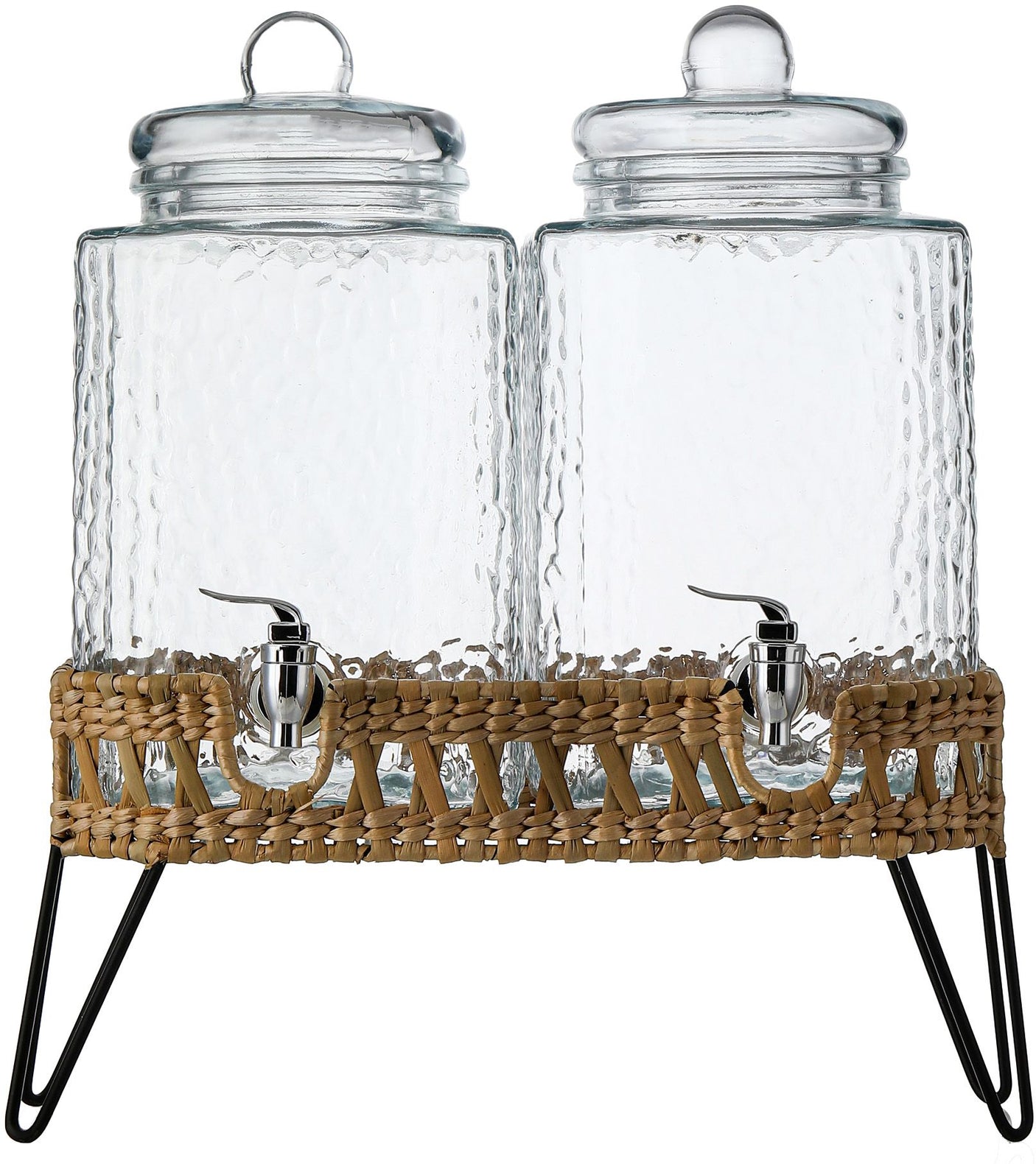 Dual Drink Dispenser w/ Wicker Stand