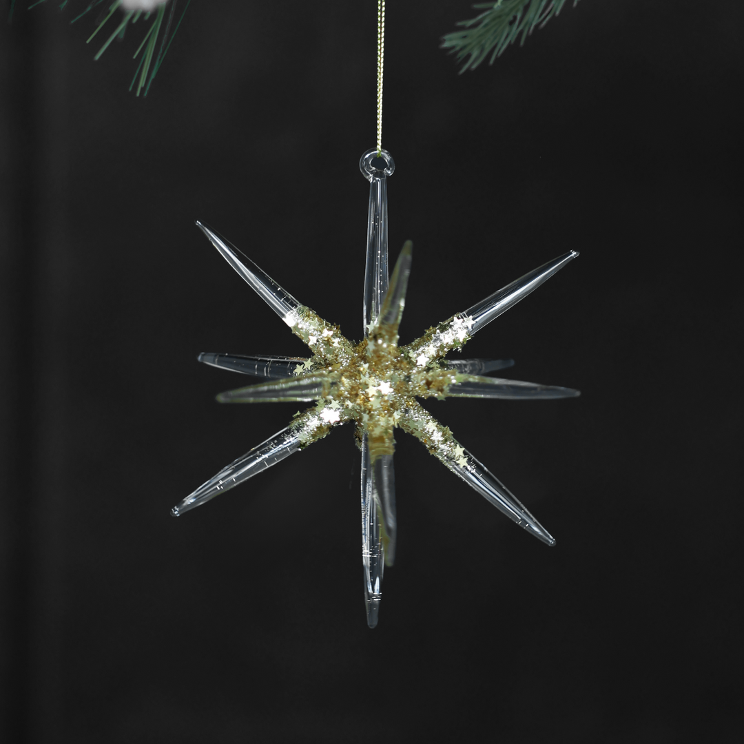 Glass 3D Snowflake Ornament