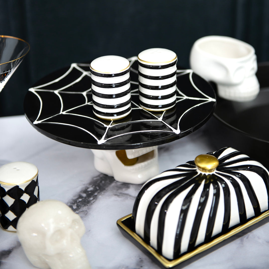 Black & White Painted Butter Dish