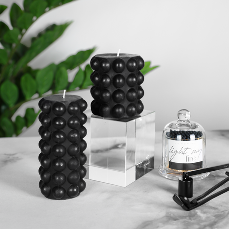 Black Hobnail Pillar Candle