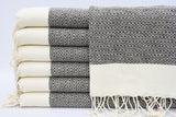 Black & Beige Small Diamond Pattern Turkish Towel