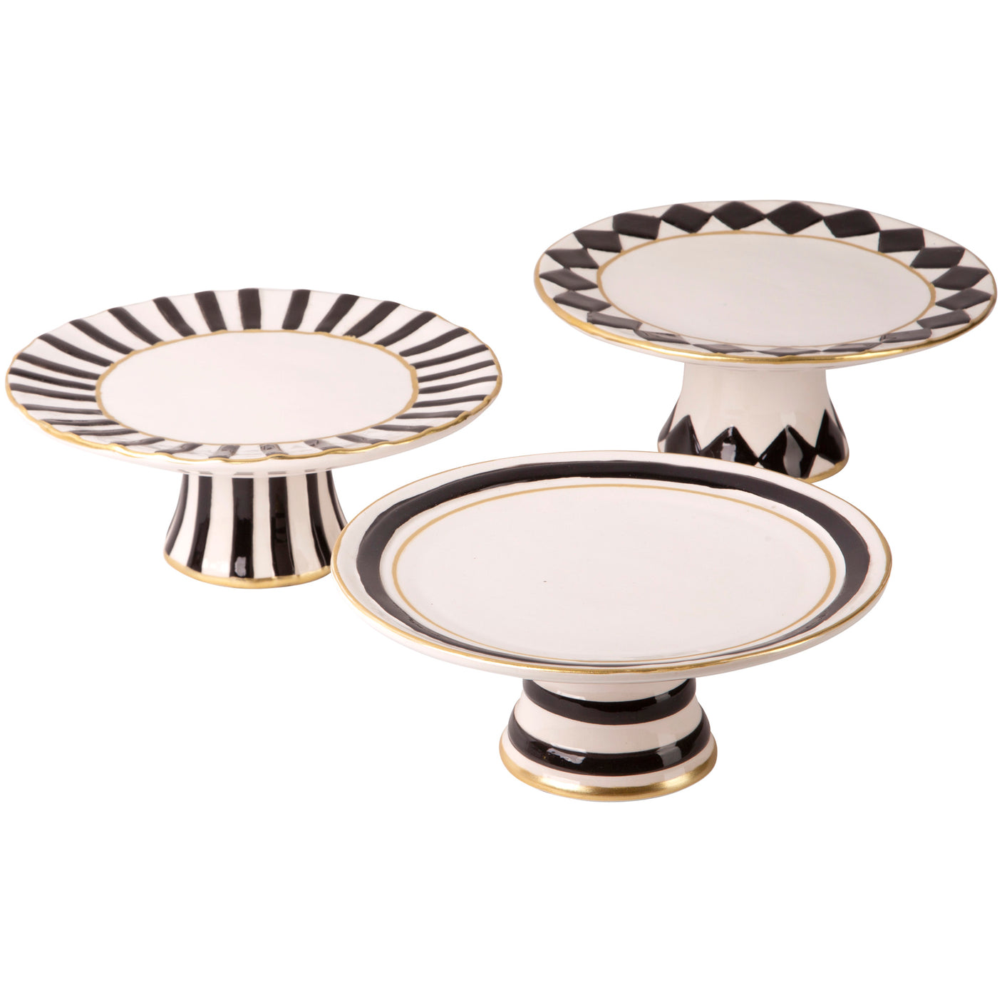 10" Black & White Painted Cake Stand