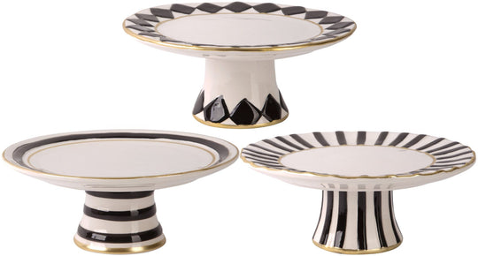 10" Black & White Painted Cake Stand