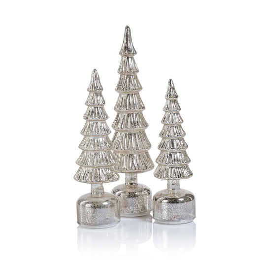 Silver Rotating LED Trees