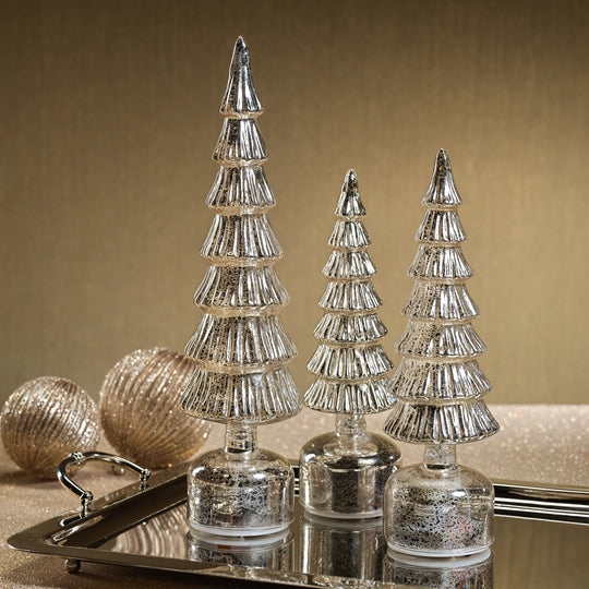 Silver Rotating LED Trees