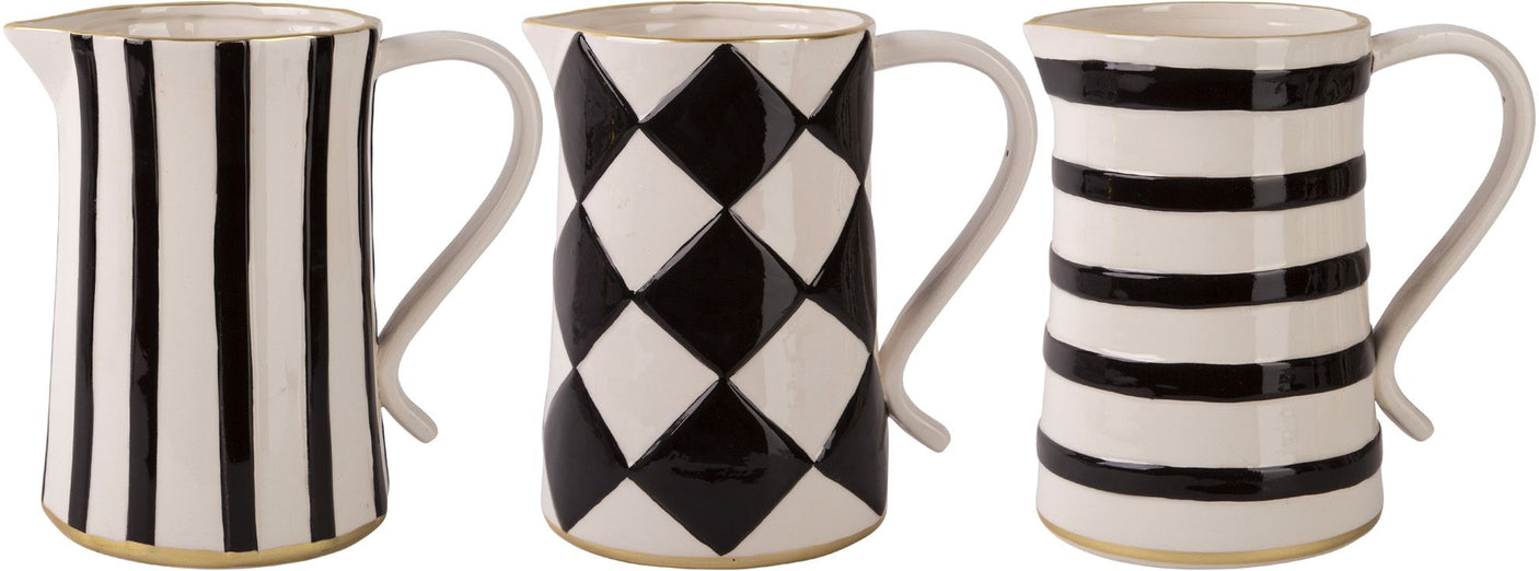 Black & White Painted Pitcher