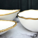 White & Gold Porcelain Oval Bowls