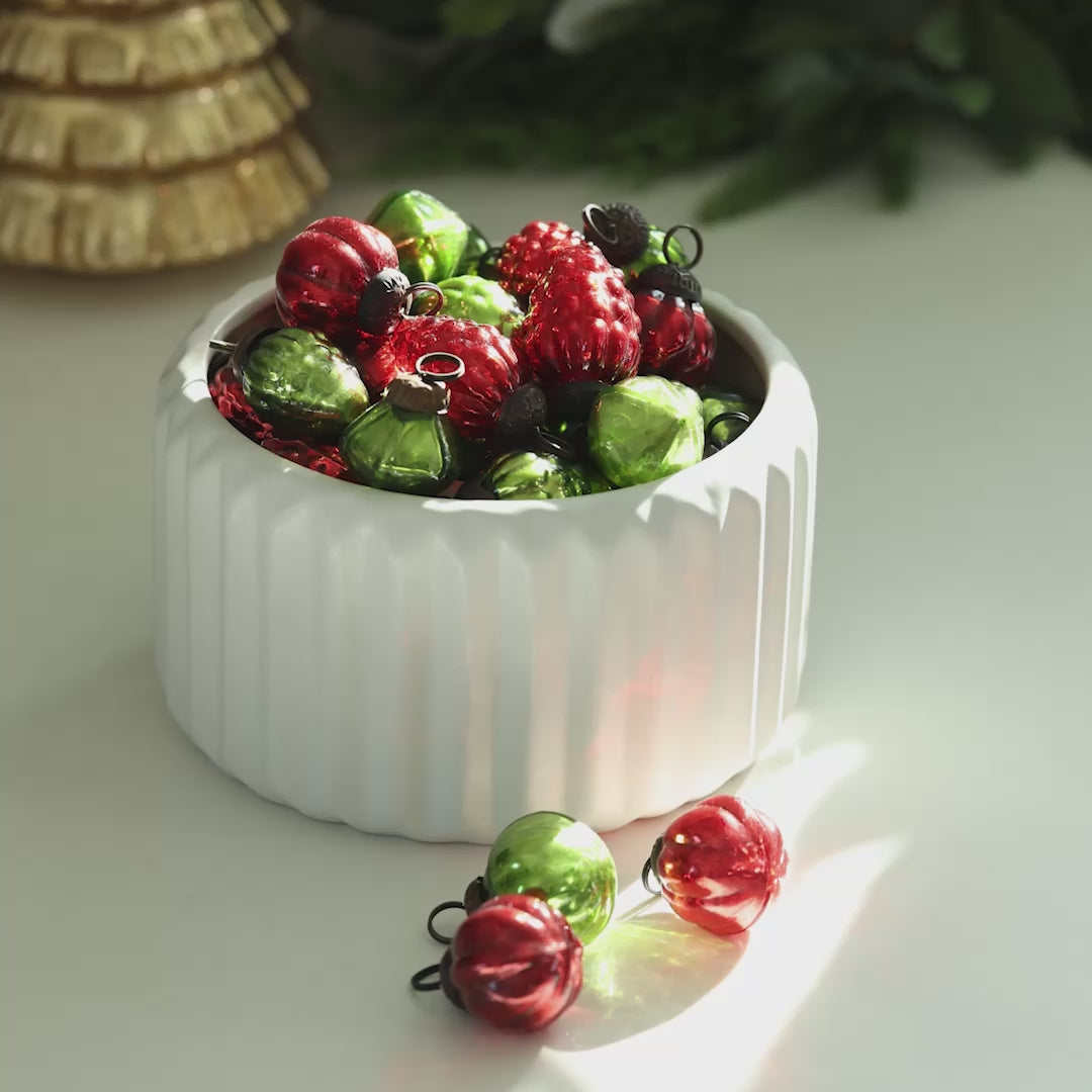 Red & Green Embossed Ornaments in Bag
