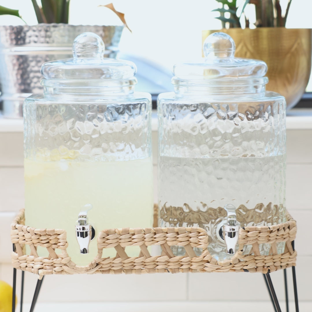 Dual Drink Dispenser w/ Wicker Stand