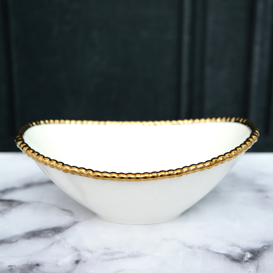 White & Gold Porcelain Oval Bowls