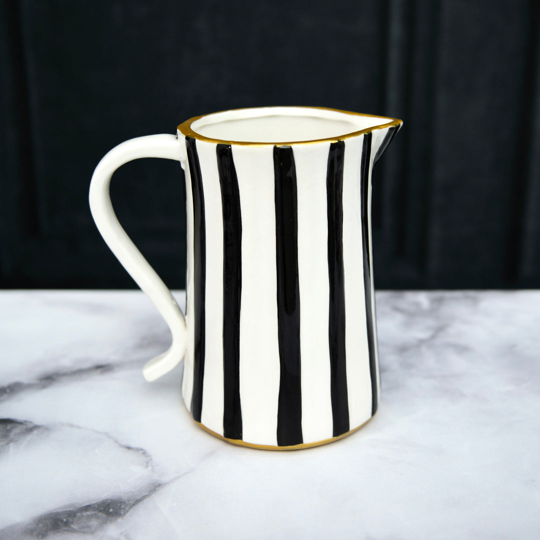 Black & White Painted Pitcher