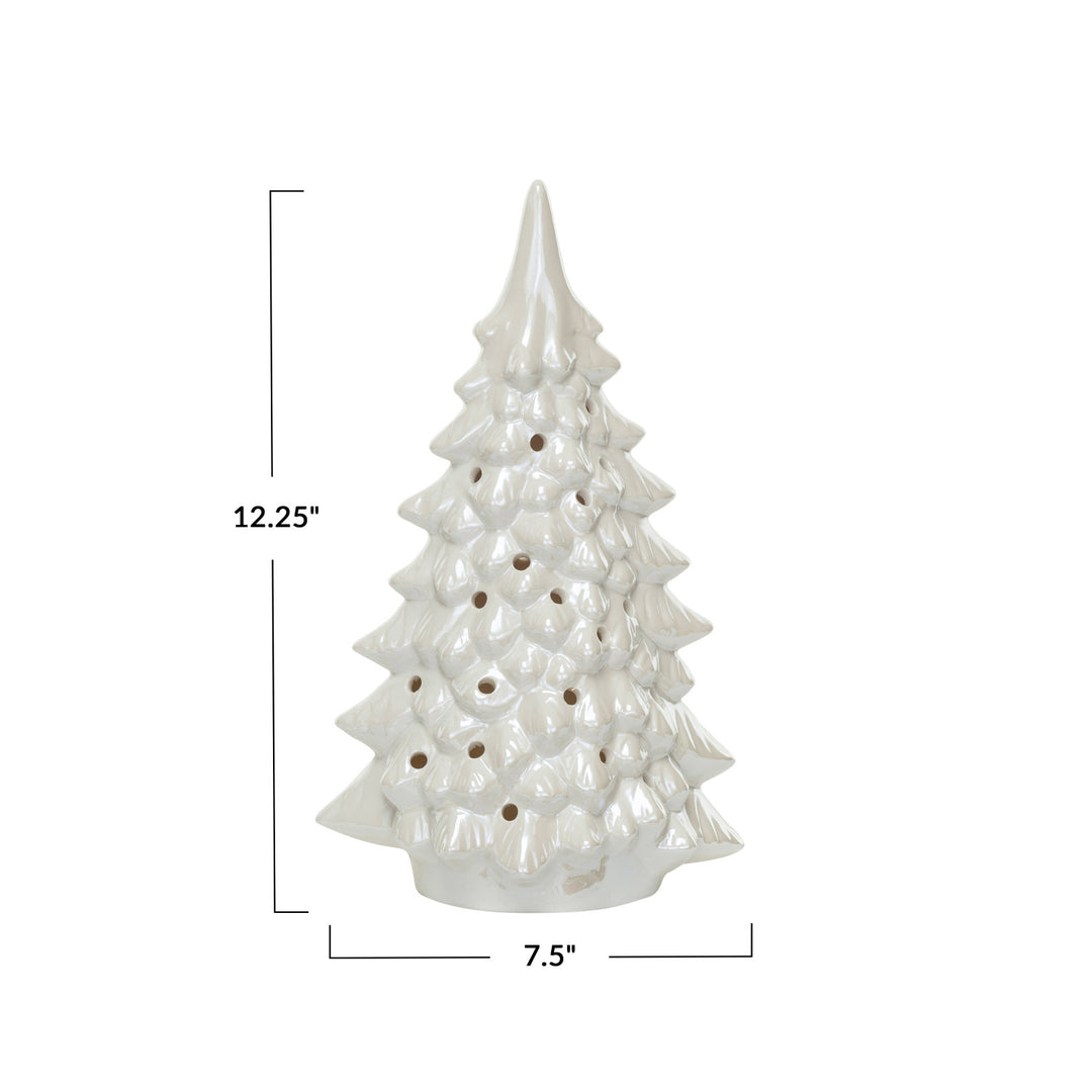 Stoneware LED Tree w/ Cut-Outs