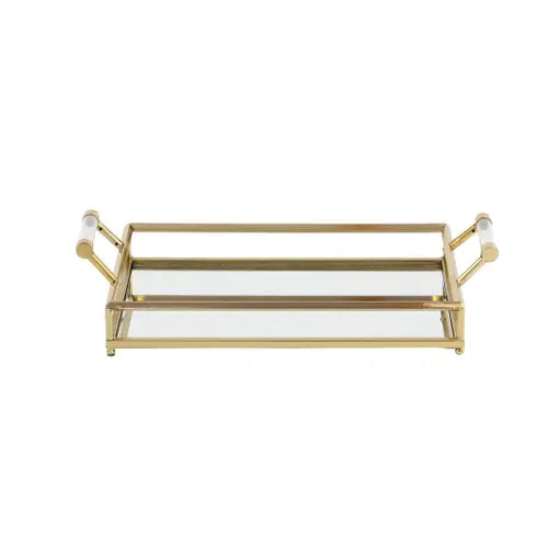 Gold Metal Mirrored Tray w/ Acrylic Handles – Modern Locke