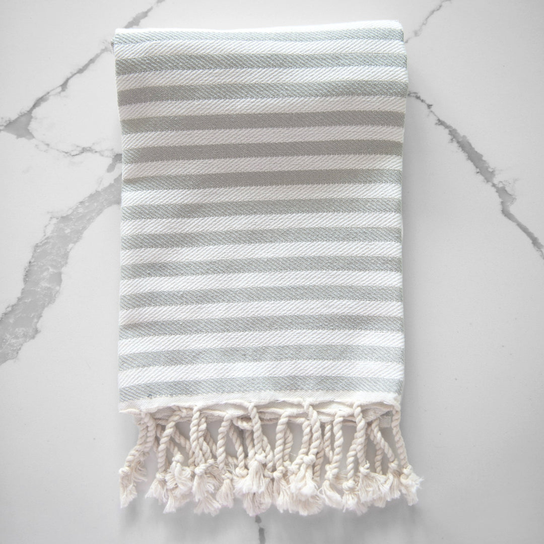 Light Grey Striped Turkish Towel