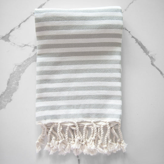 Light Grey Striped Turkish Towel